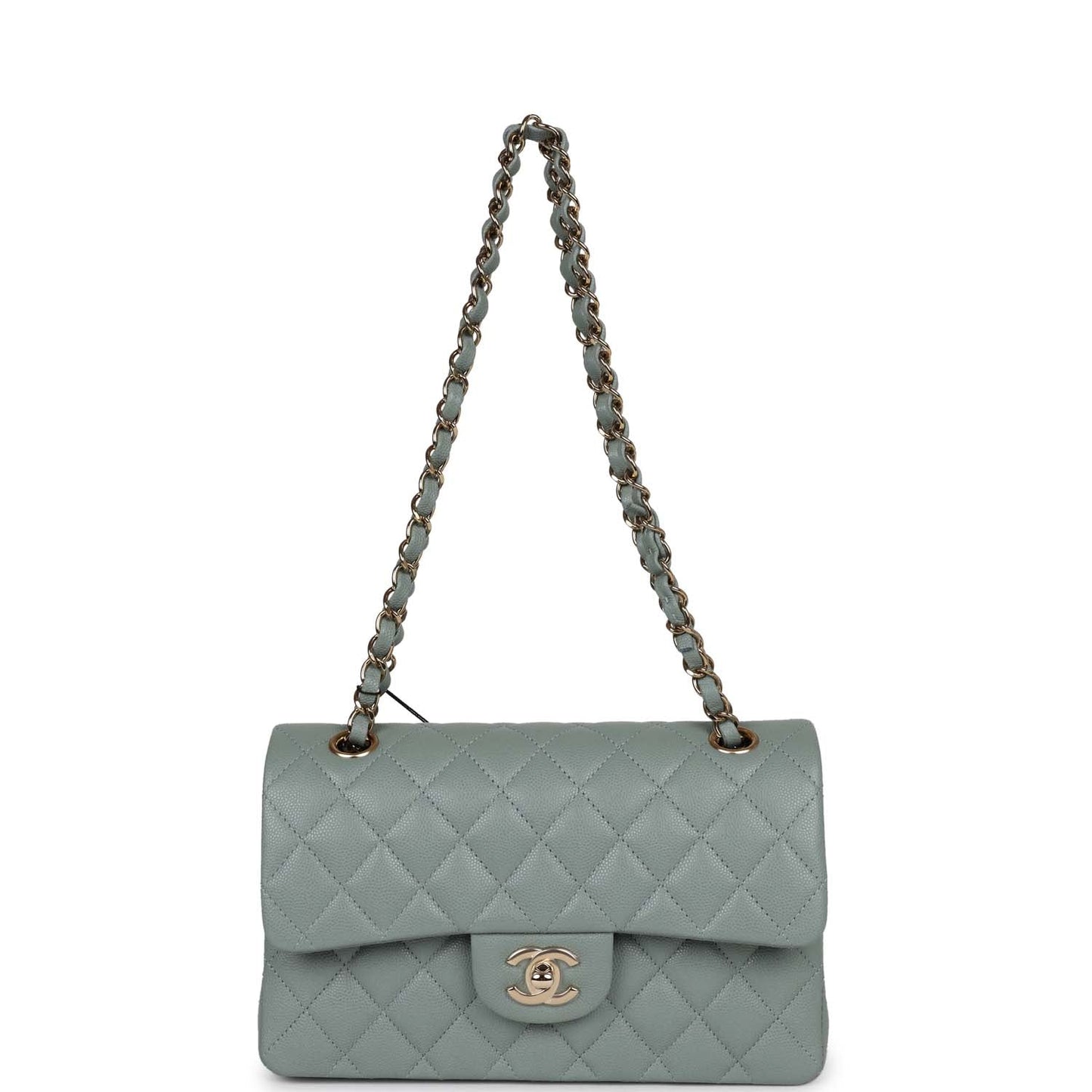 Chanel Small Classic Double Flap Bag Light Blue Caviar Light Gold Hardware