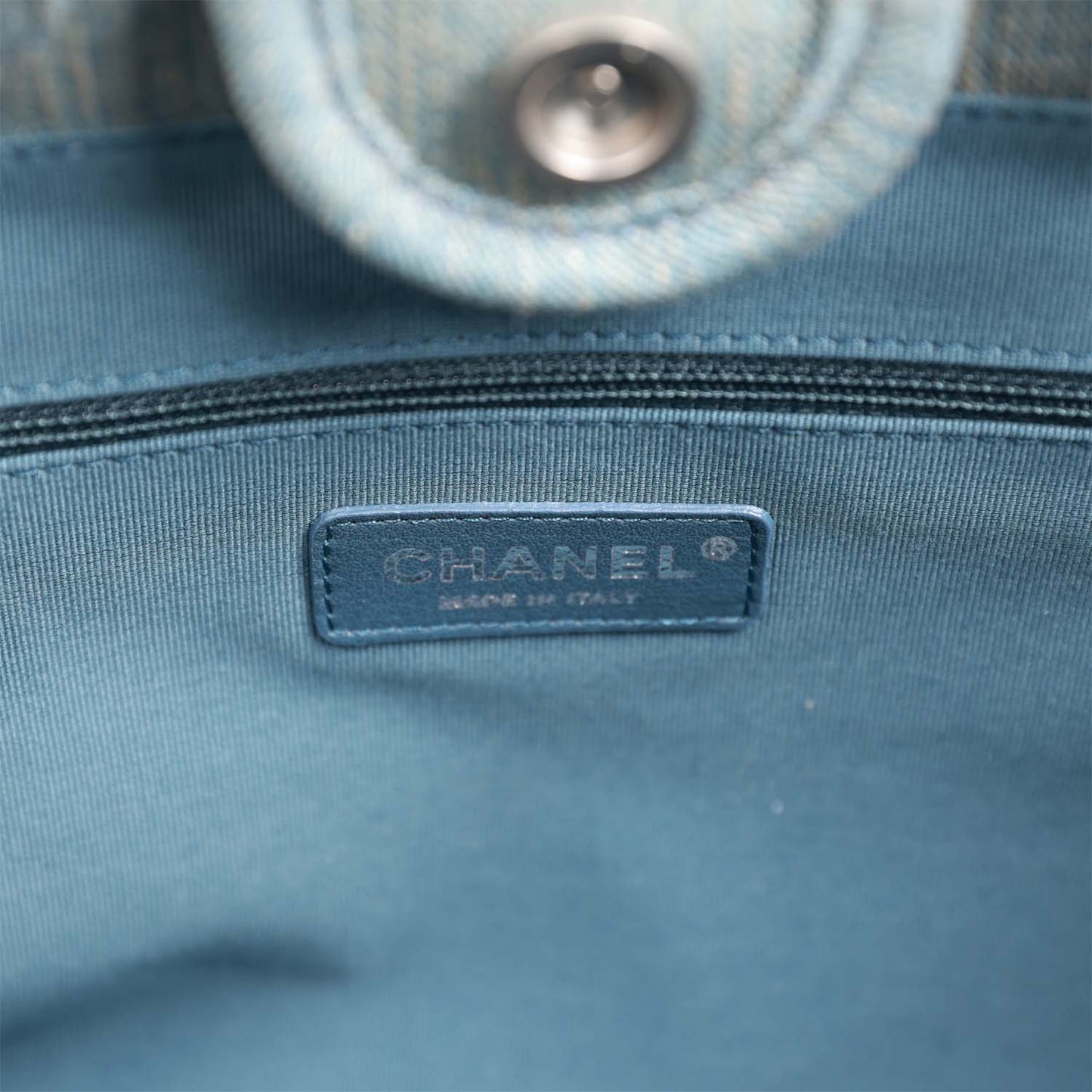 Chanel Small Deauville Shopping Bag Distressed Blue Denim Aged Silver Hardware