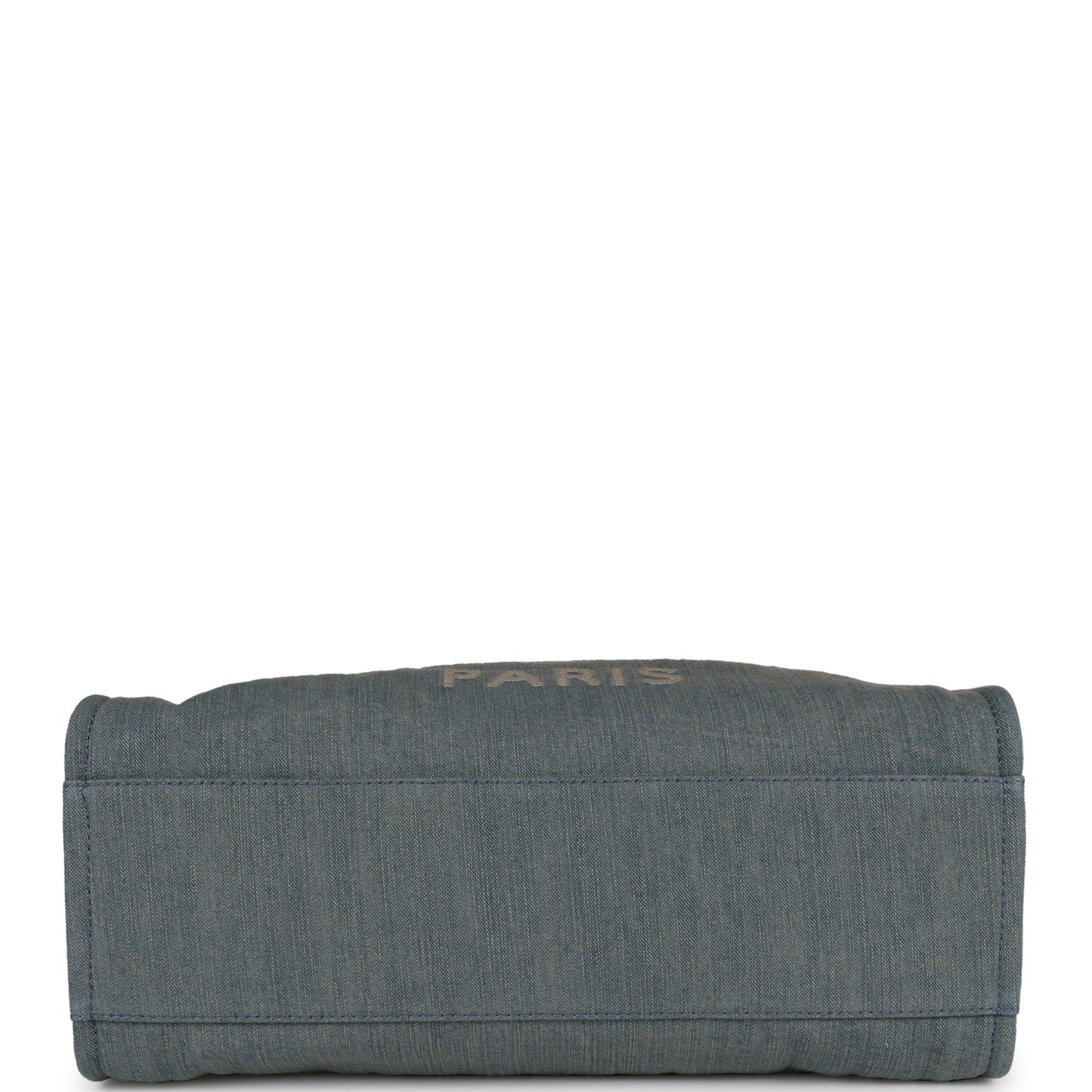 Chanel Large Deauville Shopping Bag Distressed Blue Denim Silver Hardware