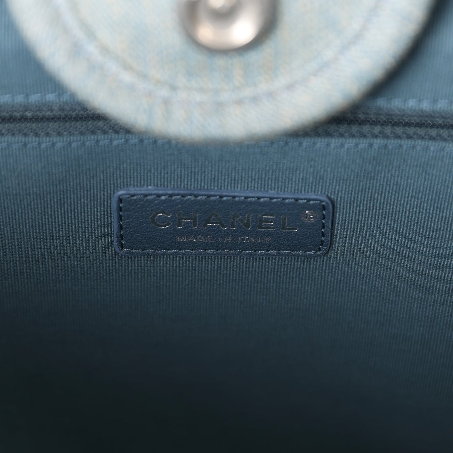 Chanel Large Deauville Shopping Bag Distressed Blue Denim Silver Hardware