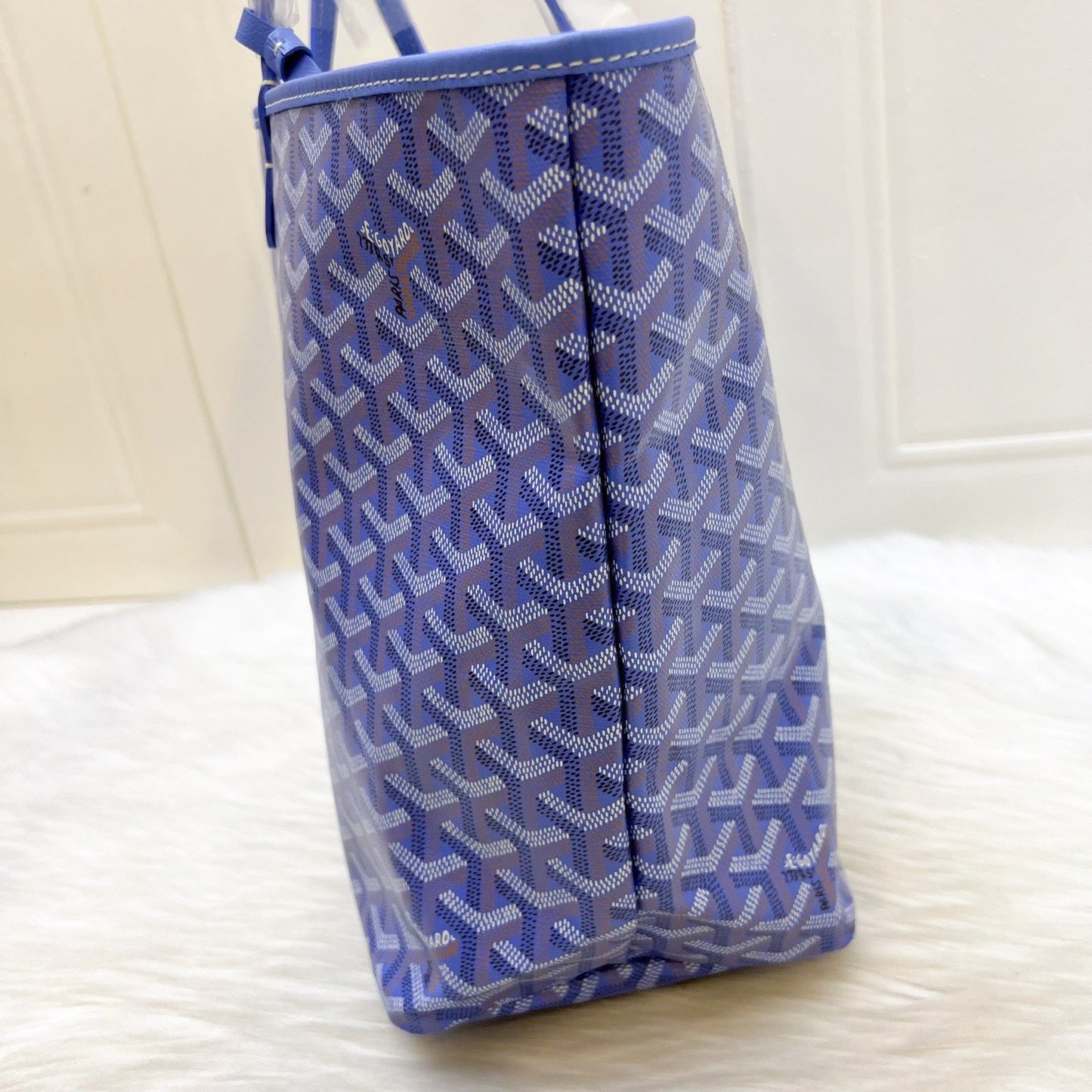 Goyard 2025 Limited Edition Saint Louis PM Tote in Reversible Iris Goyardine Canvas and Floral Cotton / Linen Interior