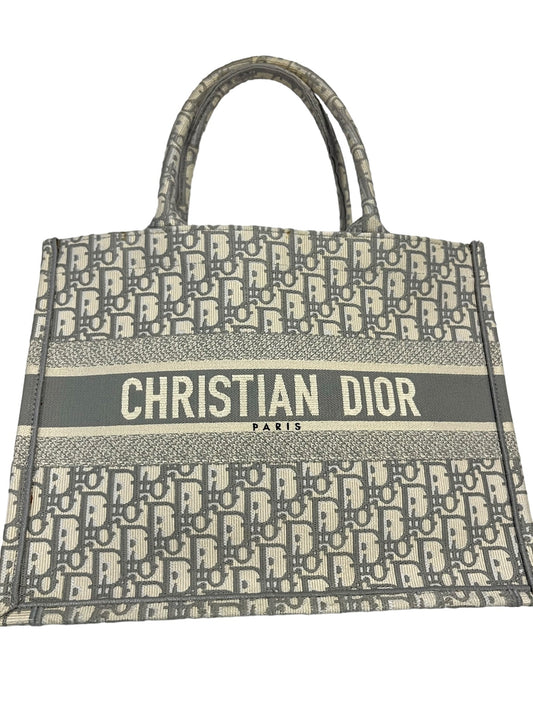 DIOR - Grey Ecru Oblique Canvas Medium Book Tote