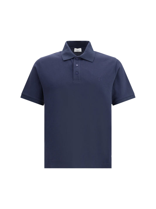 Saint Laurent Men Cassandre Cotton Polo Shirt