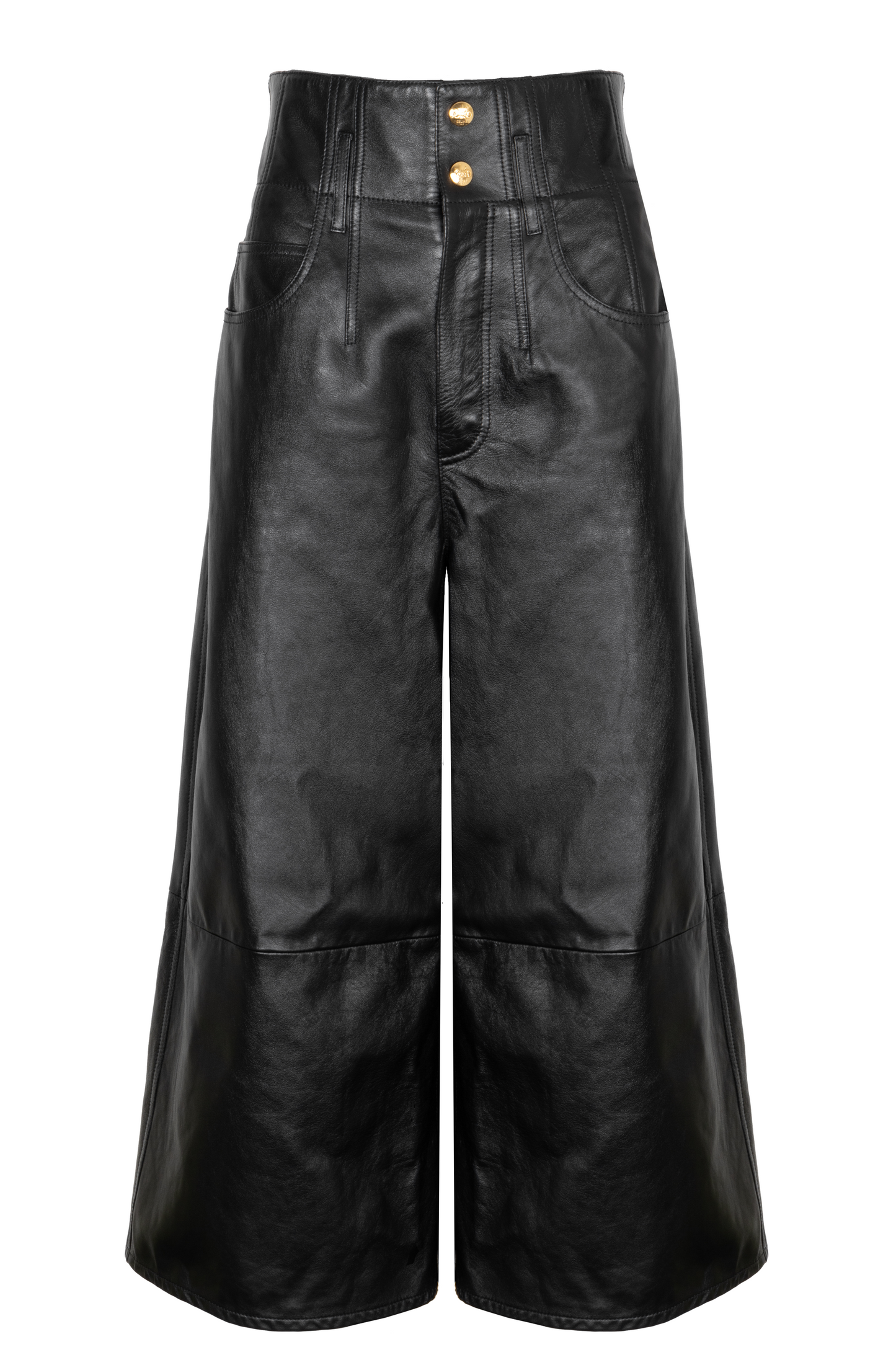 CELINE Jumbo Wide Leg Pants Leather Black