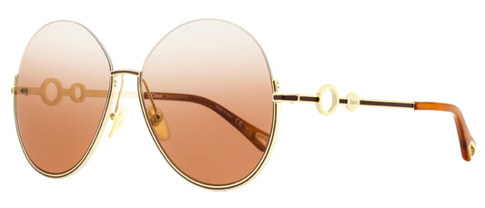 Chloe Round Sunglasses CH0067S 002 Gold/Havana 61mm 67 Gold Havana