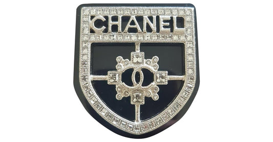 CHANEL CC Crystal Crest Shield Armor Brooch