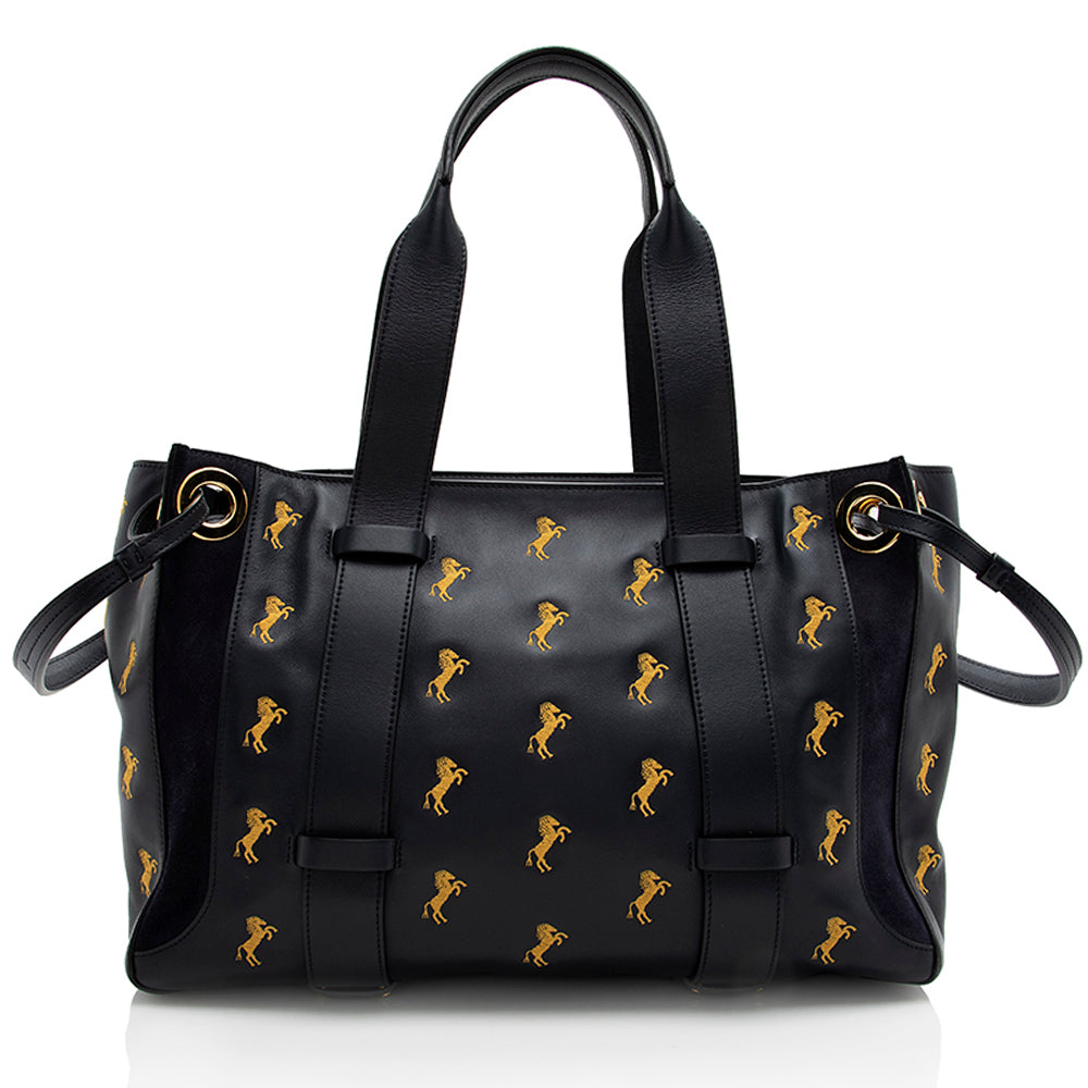 Chloe Calfskin Little Horses Tao Zipped Tote (SHF-18149)
