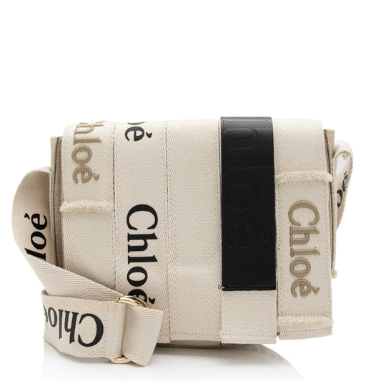 Chloe Linen Canvas Woody Crossbody Bag (SHF-wyyqtV)