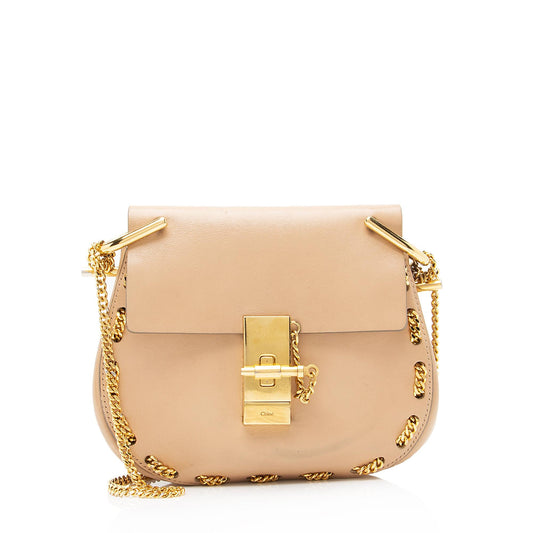 Chloe Lambskin Drew Chain Embellished Mini Shoulder Bag (SHF-23119)