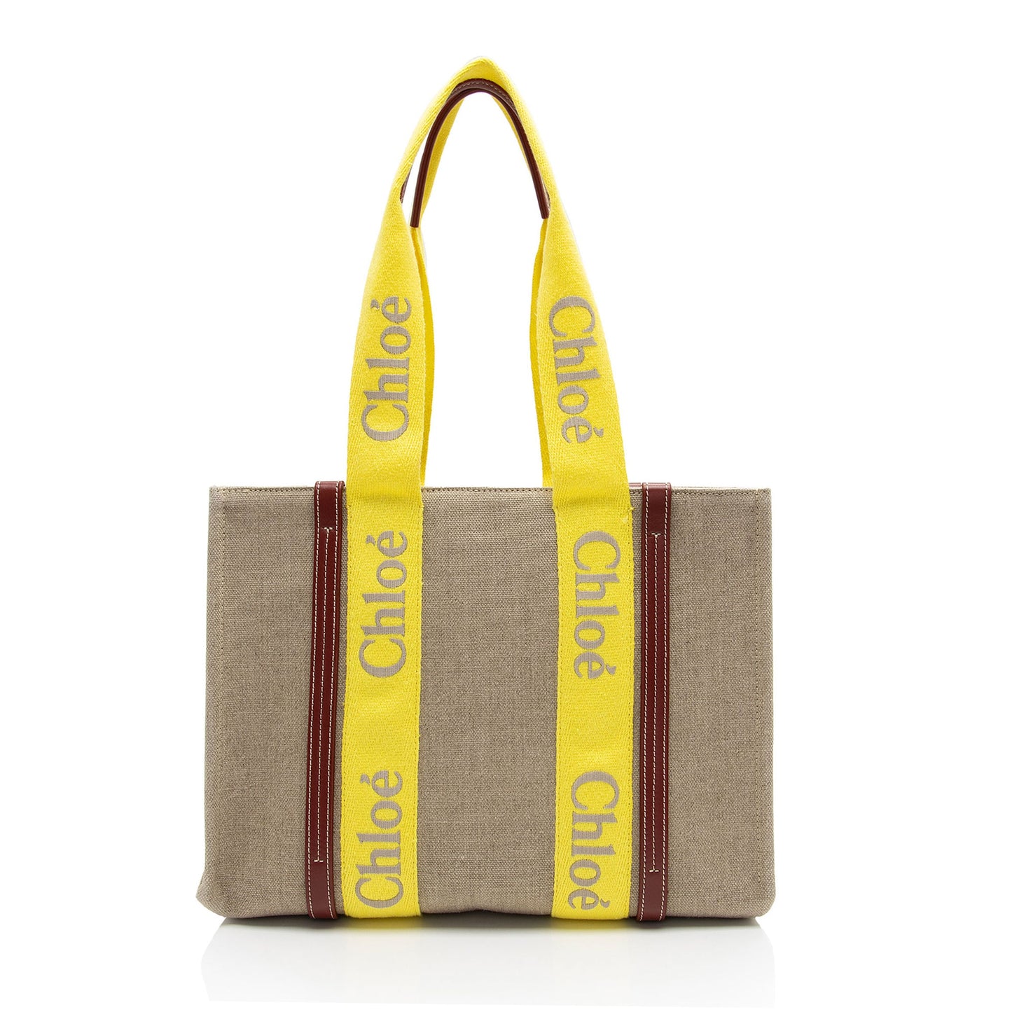 Chloe Linen Canvas Woody Medium Tote (SHF-7T4STp)