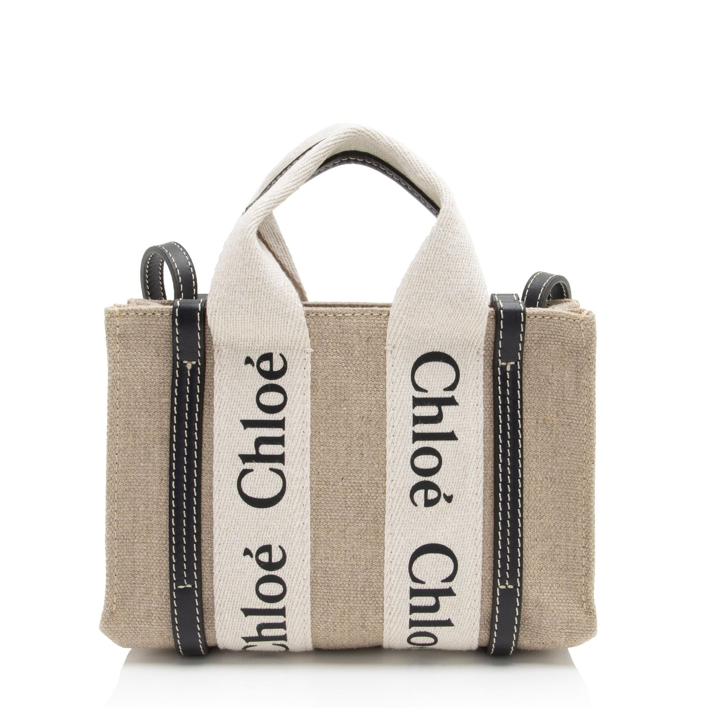 Chloe Linen Canvas Woody Mini Tote (SHF-5WdQnO)