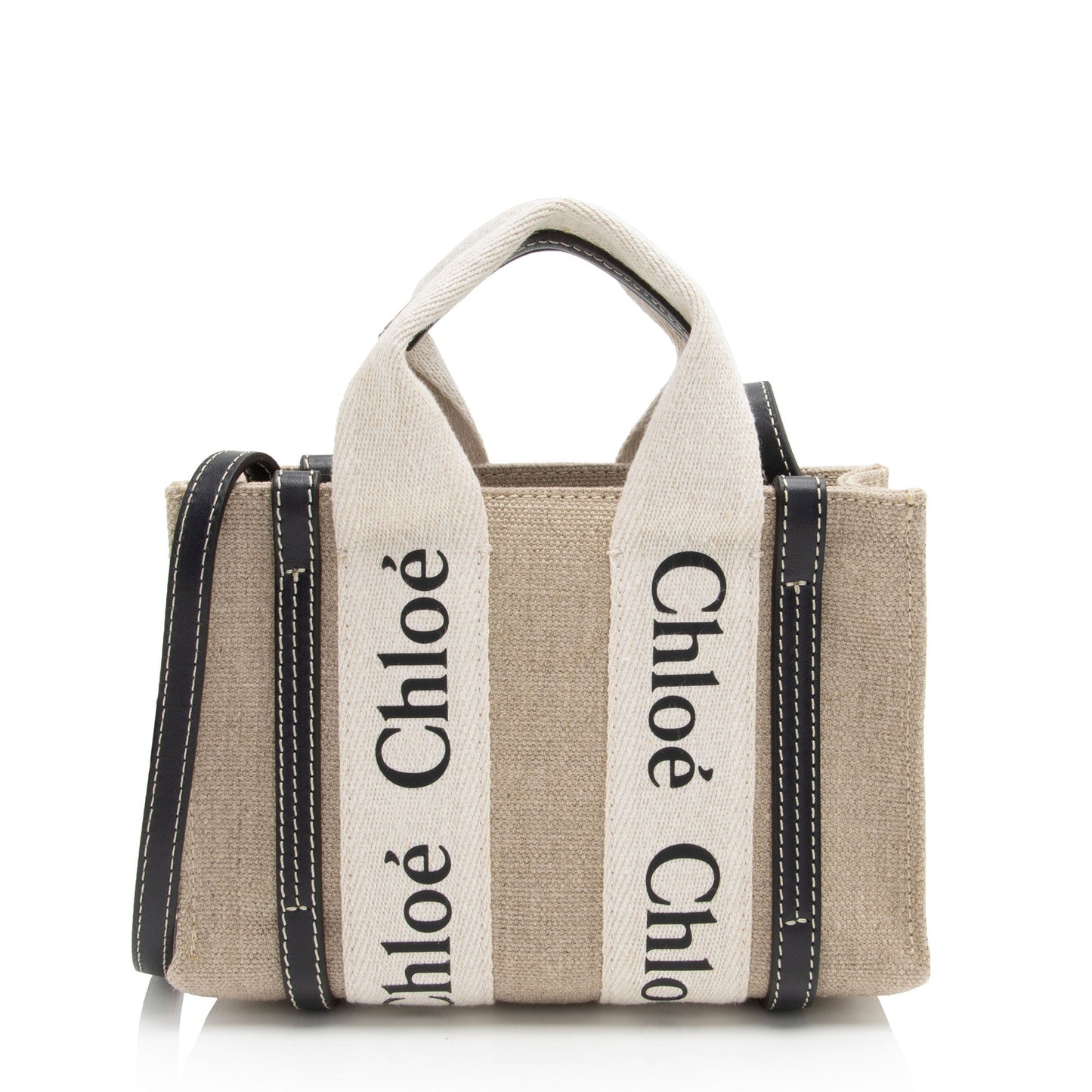 Chloe Linen Canvas Woody Mini Tote (SHF-5WdQnO)