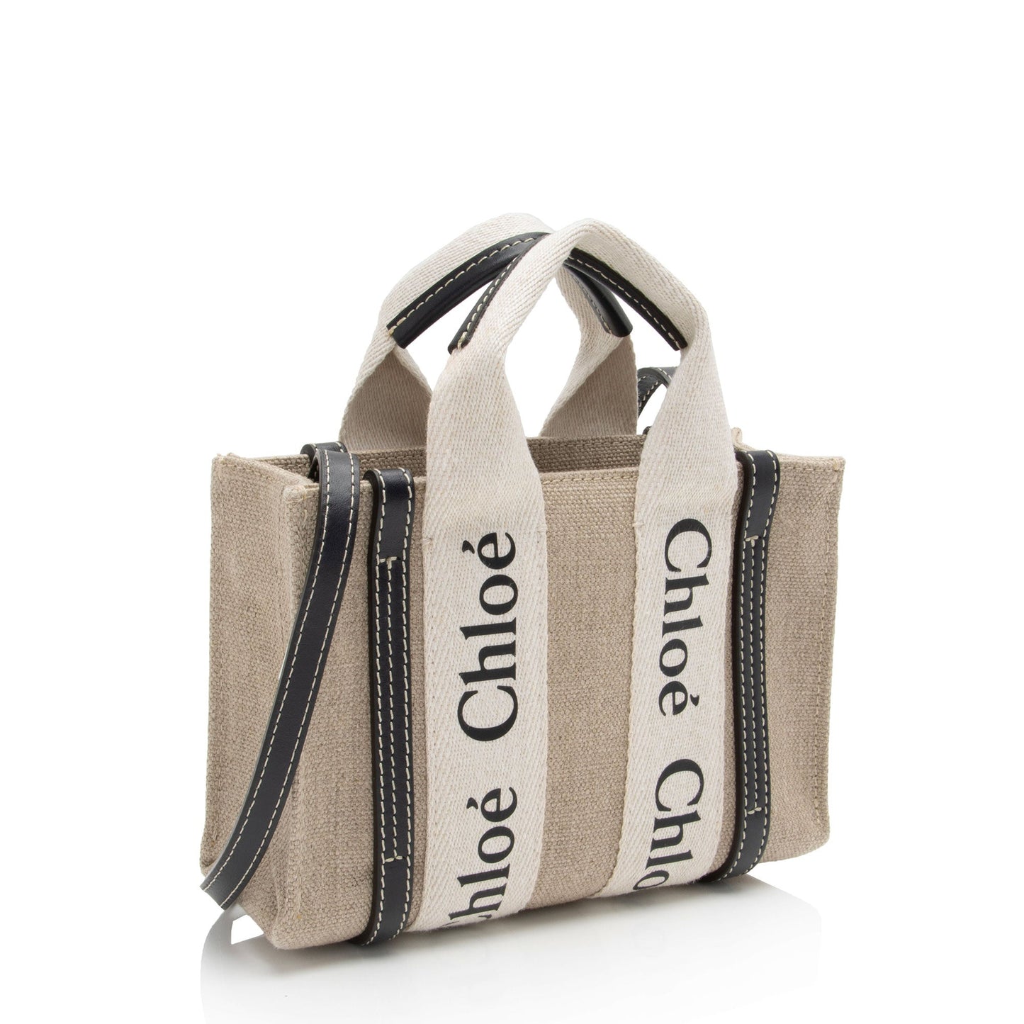 Chloe Linen Canvas Woody Mini Tote (SHF-5WdQnO)