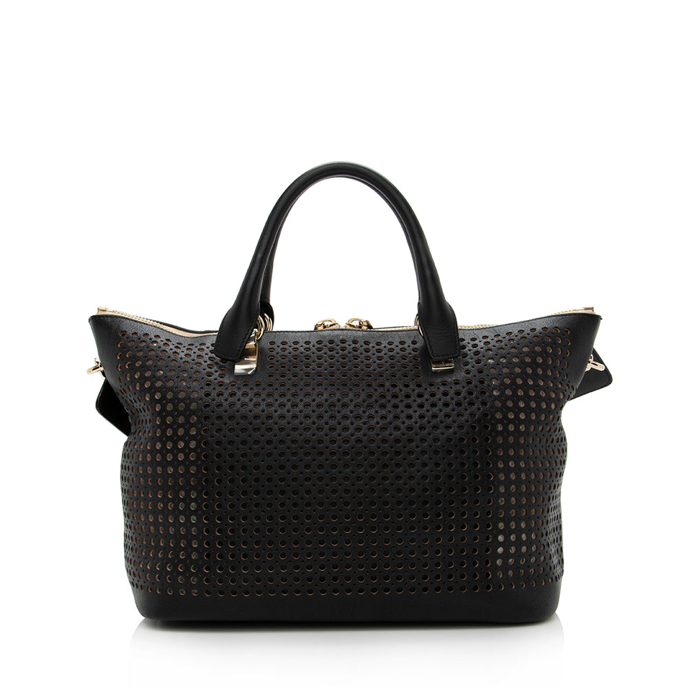 Chloe Perforated Leather Baylee Medium Shoulder Bag (SHF-14832)