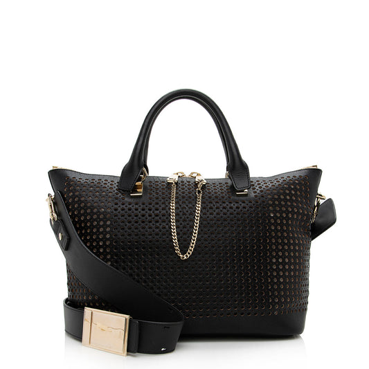 Chloe Perforated Leather Baylee Medium Shoulder Bag (SHF-14832)