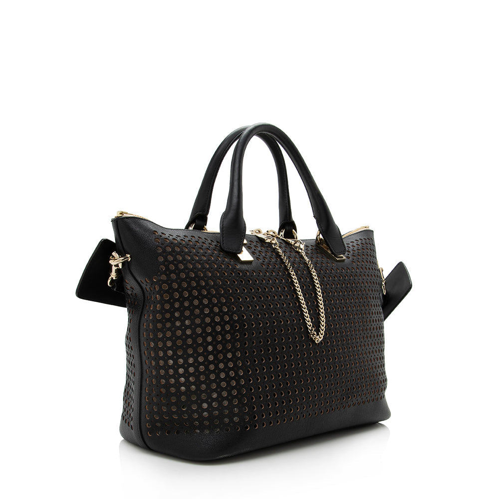 Chloe Perforated Leather Baylee Medium Shoulder Bag (SHF-14832)