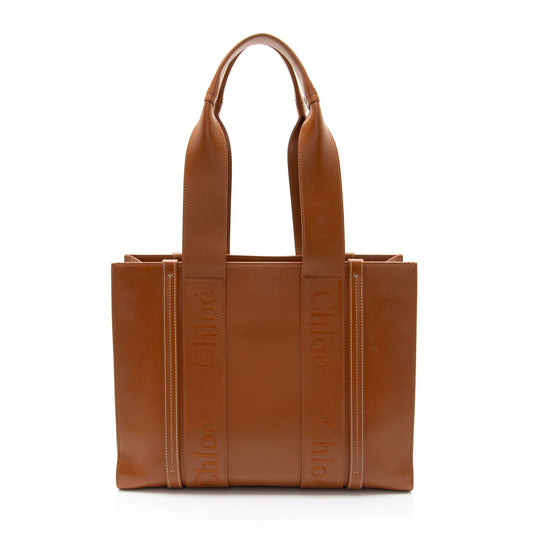 Chloe Soft Leather Woody Medium Tote (SHF-Id7dpf)