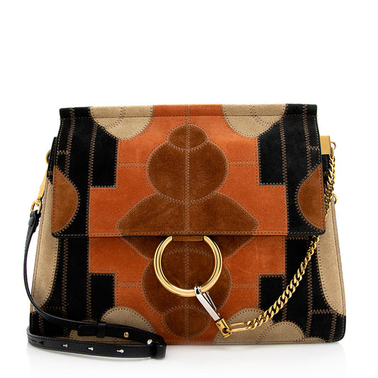 Chloe Suede Patchwork Faye Medium Shoulder Bag (SHF-18803)