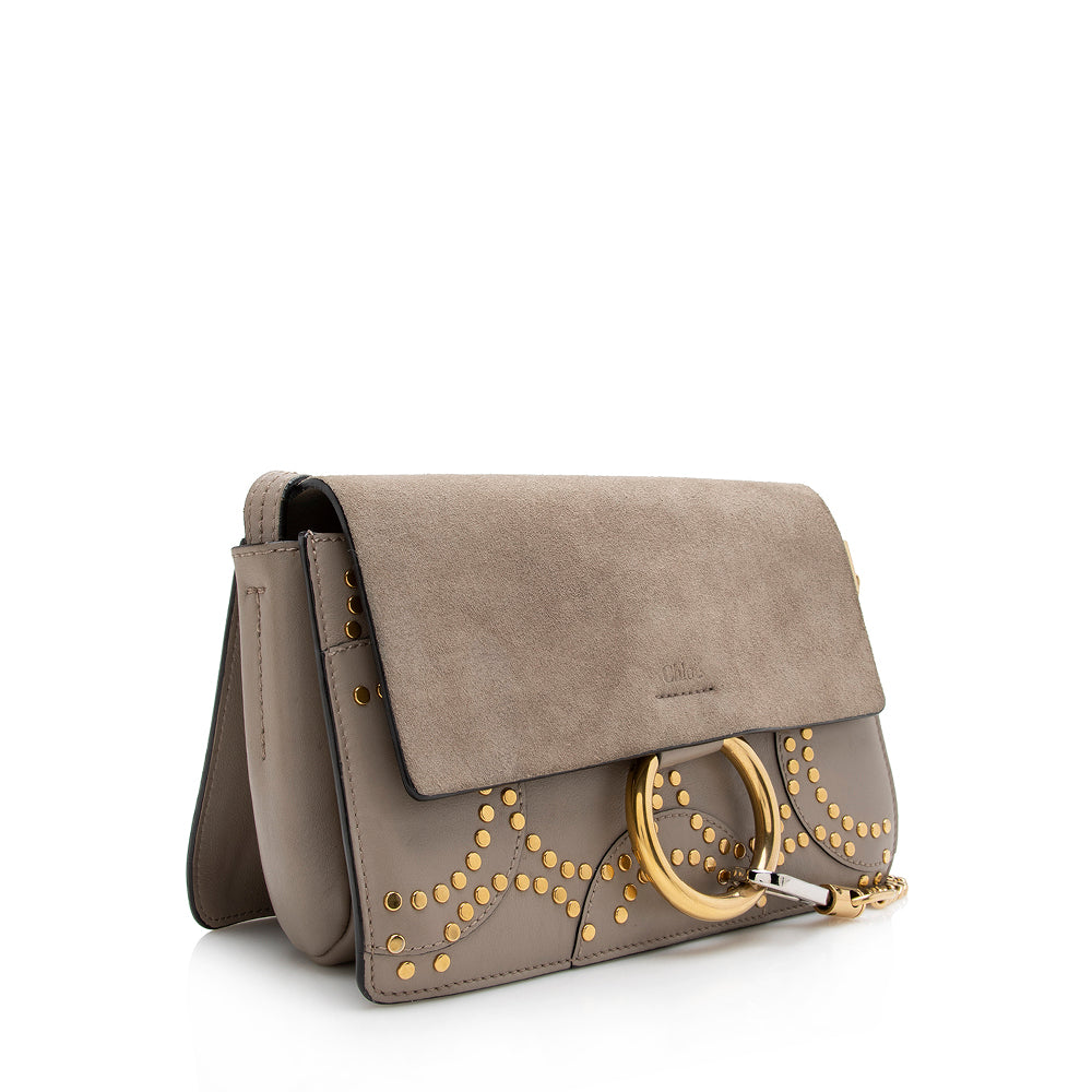 Chloe Suede Studded Small Faye Shoulder Bag - FINAL SALE (SHF-17184)