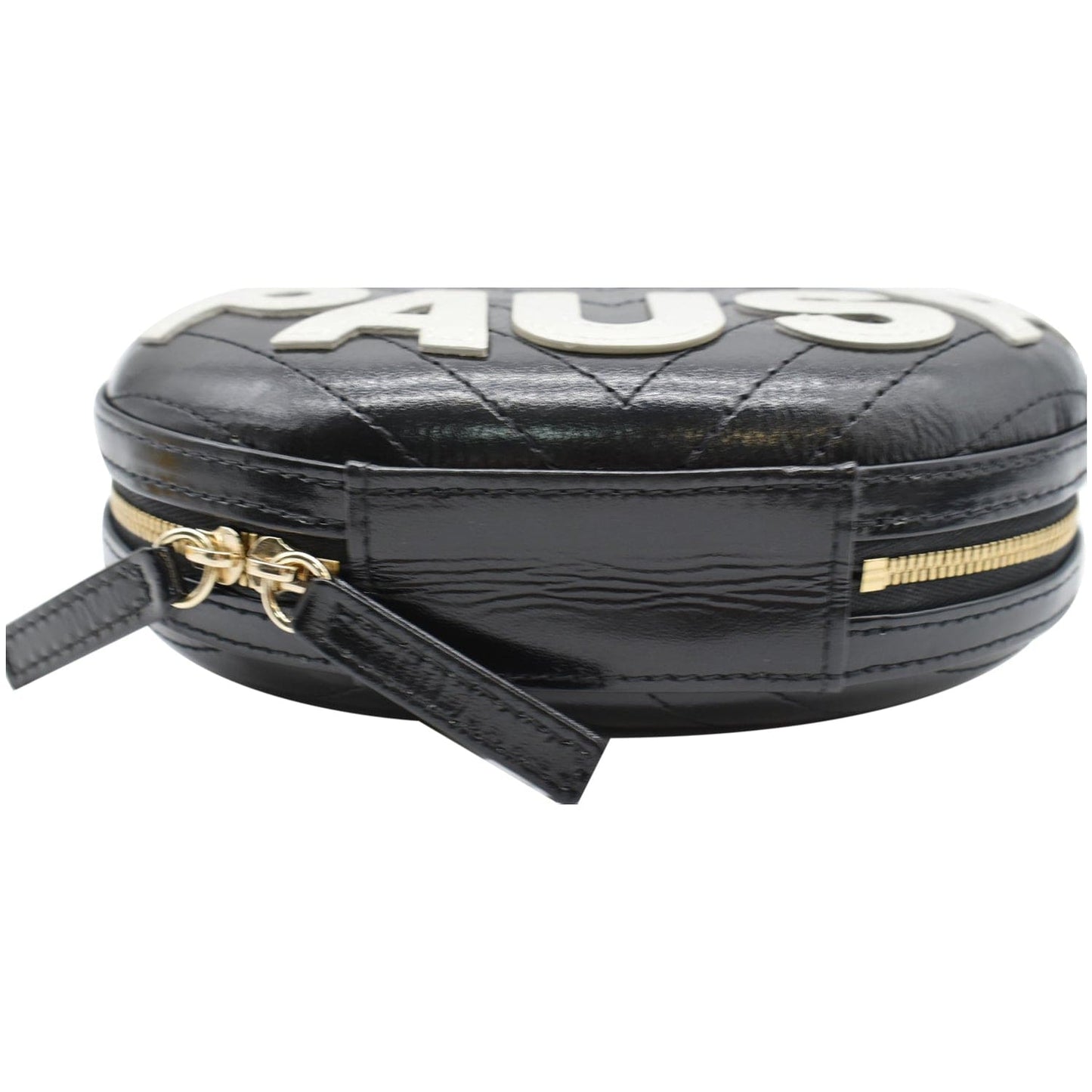 CHANEL La Pausa Embroidered Chevron Leather Chain Clutch Bag Black