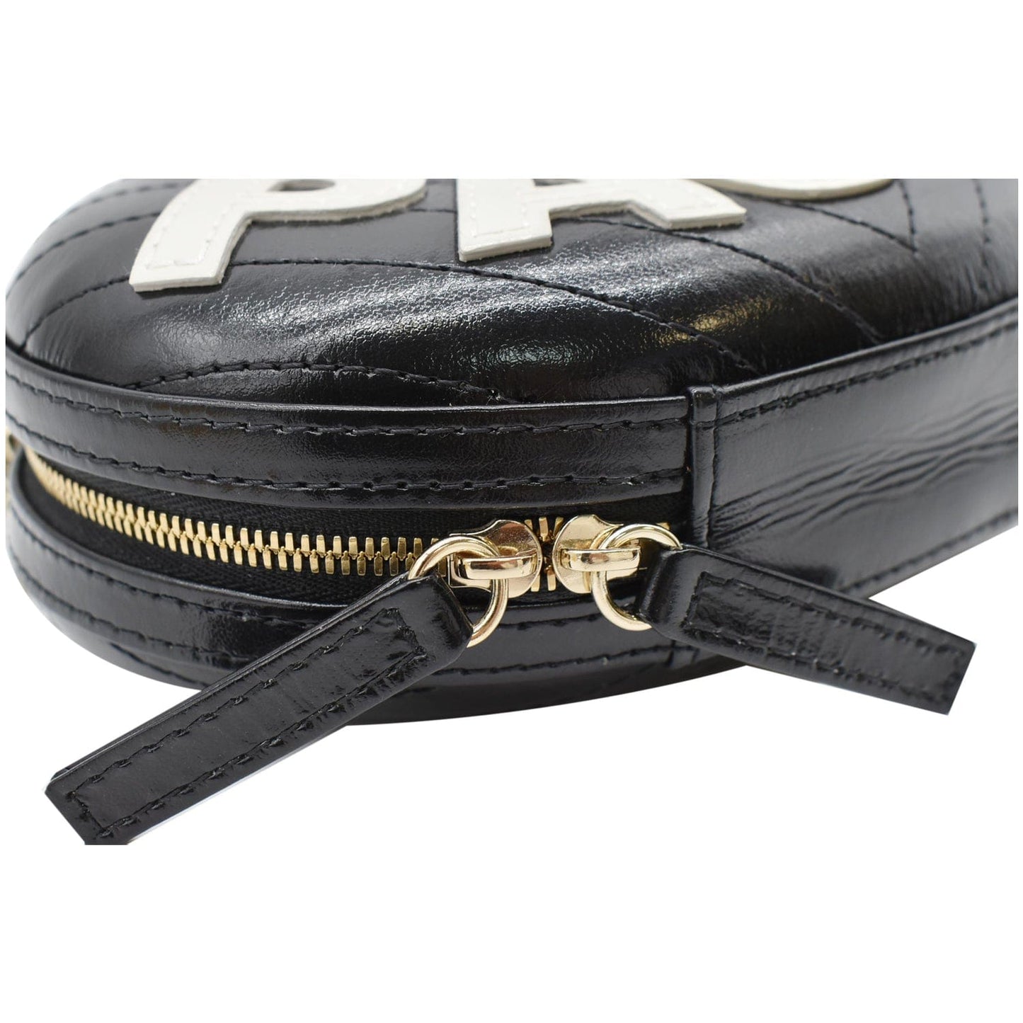 CHANEL La Pausa Embroidered Chevron Leather Chain Clutch Bag Black