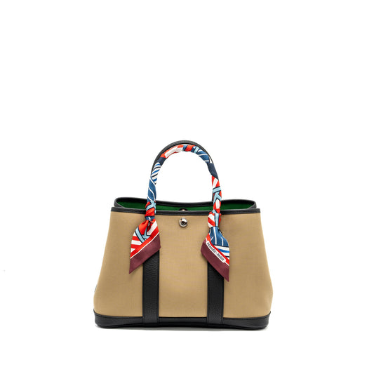 Hermes garden party 30 canvas / negonda beige Maria / vert yucca / black SHW stamp B
