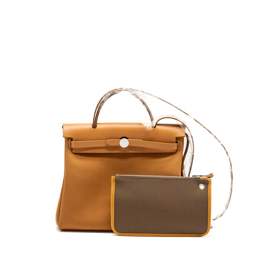 Hermes herbag 31 zip bag canvas/vache hunter natural SHW Stamp Z