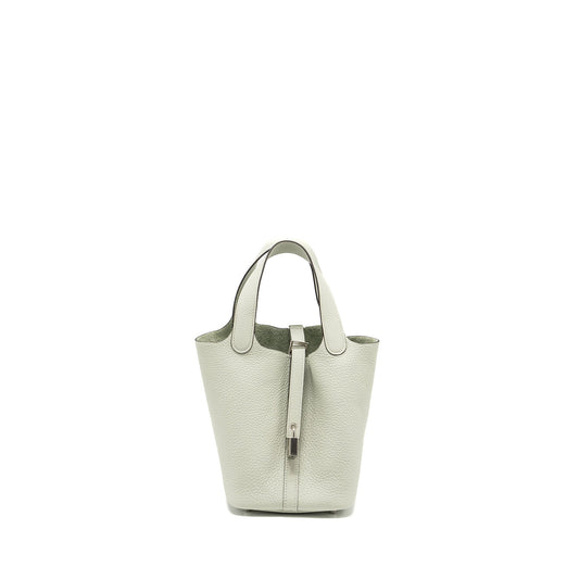 Hermes picotin 18 lock bag clemence Gris neve SHW stamp B