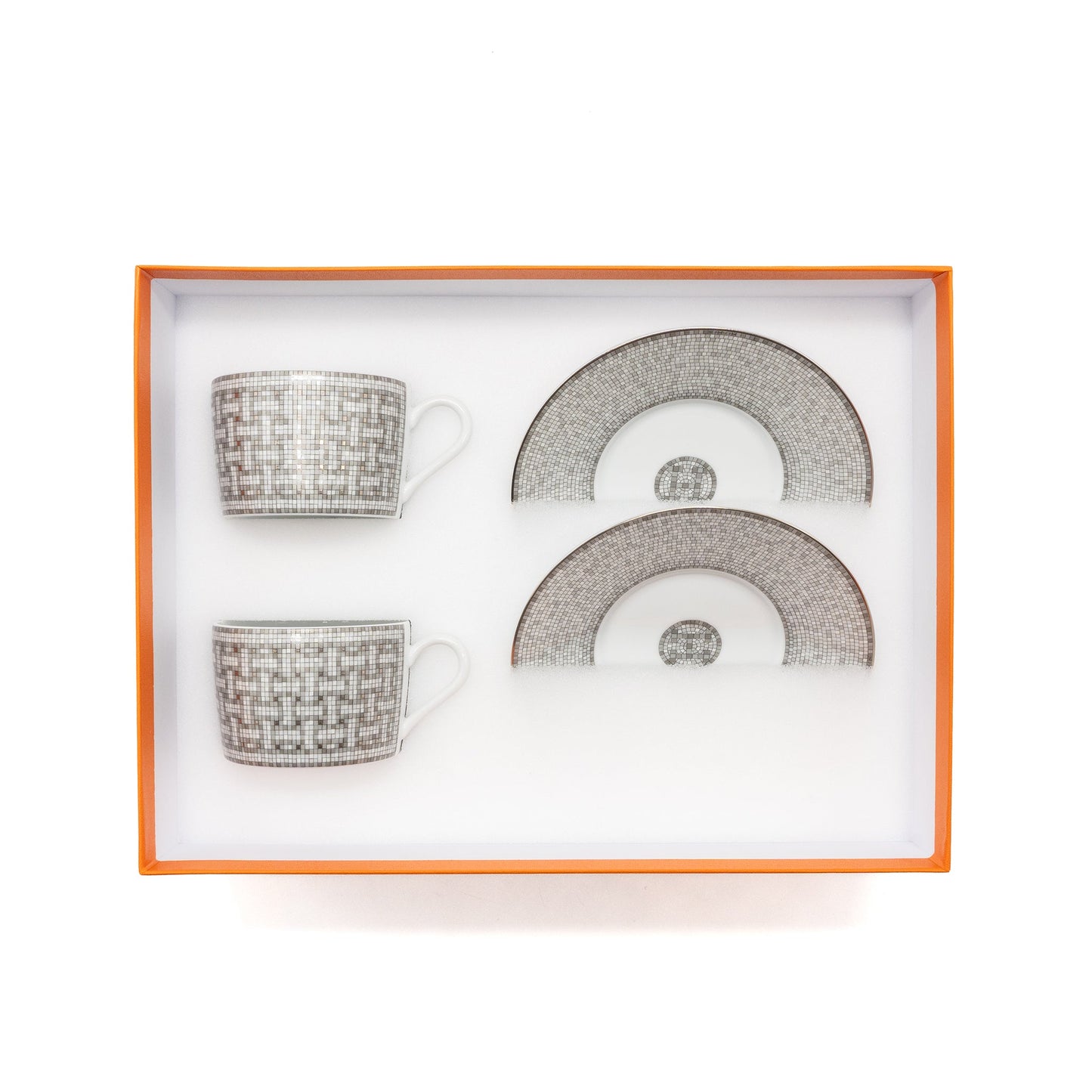 Hermes Mosaique au 24 platinum tea cup and saucer