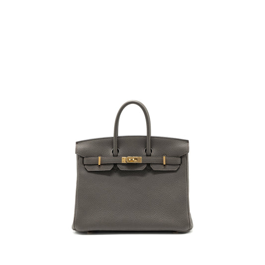 Hermes Birkin 25 Togo Gris Etain RGHW Stamp D
