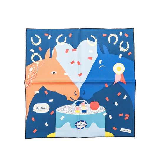 Hermes 45 x 45 cm just marries silk scarf marine/ciel/rose