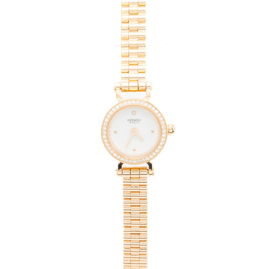 HERMES FAUBOURG QUARTZ WATCH  MINI MODEL 15MM ROSE GOLD DIAMONDS