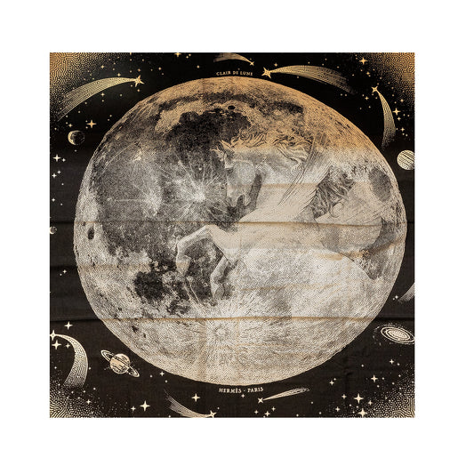 Hermes 140cm Clair de lune shawl / scarf cashmere / silk black / white