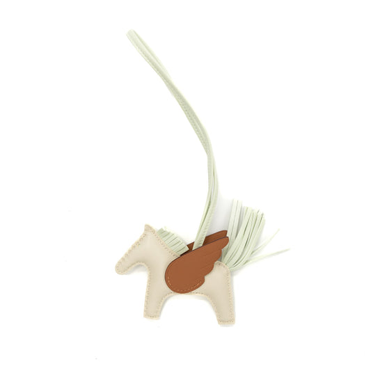 Hermes rodeo pegase PM bag charm craie / vert fizz/ gold stamp B