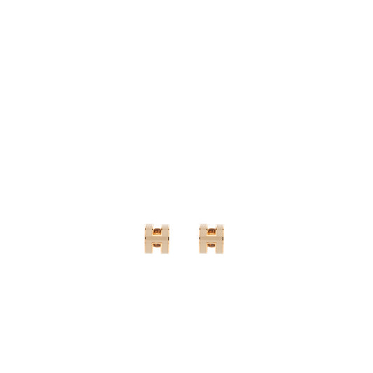 Hermes Mini Pop H Earrings Marron Glace RGHW
