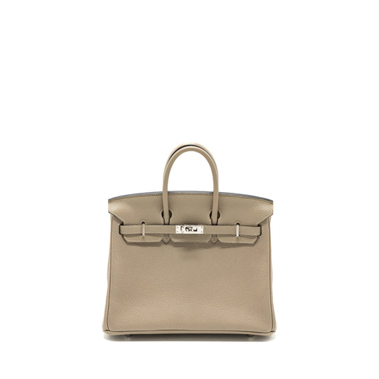 Hermes Birkin 25 Togo 81 Gris Tourterelle SHW Stamp Square N