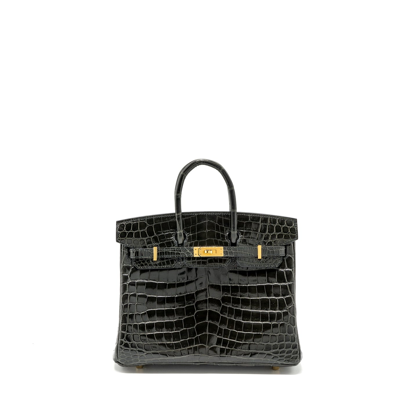 Hermes birkin 25 shiny crocodile niloticus 88 graphite GHW stamp D