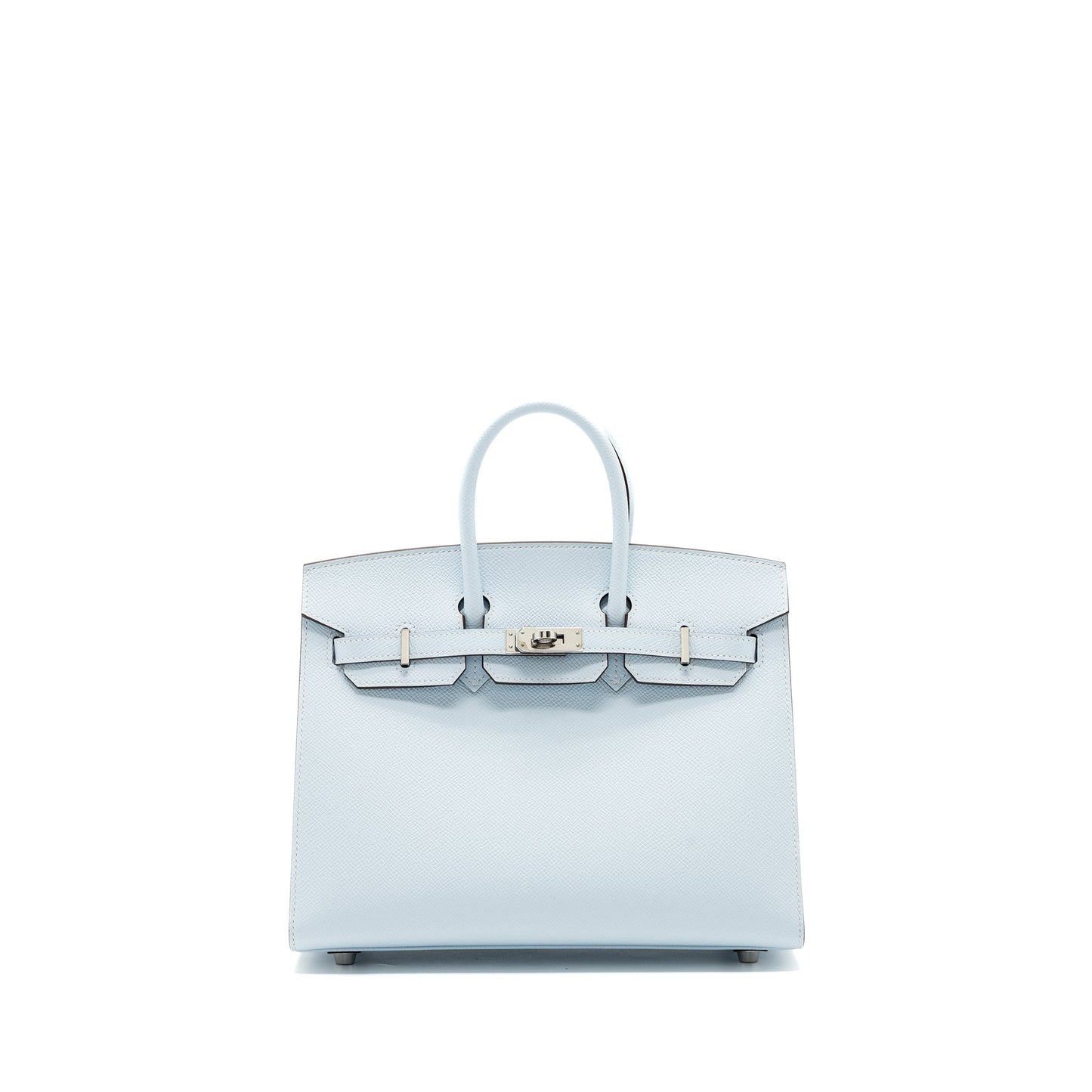 Hermes Birkin 25 Epsom Blue Brume SHW Stamp U With An Extra Hermes Twilly