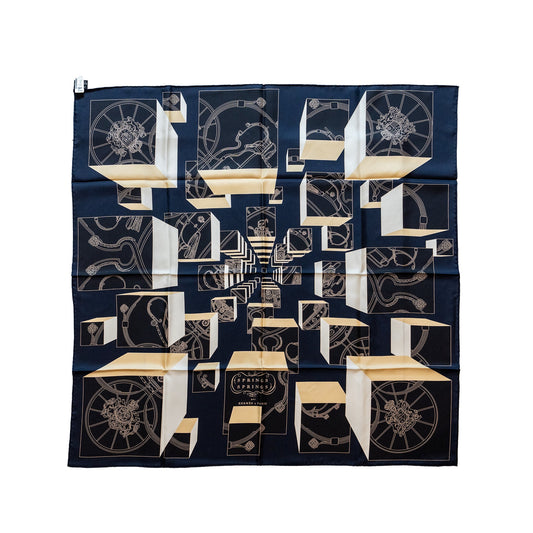 Hermes 90CM silk scarf springs springs multicolour black / navy/ white / beige