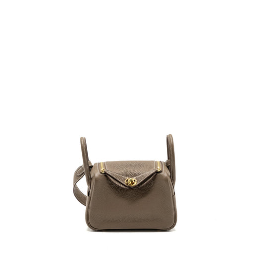 Hermes Mini Lindy Clemence Etoupe GHW Stamp Z