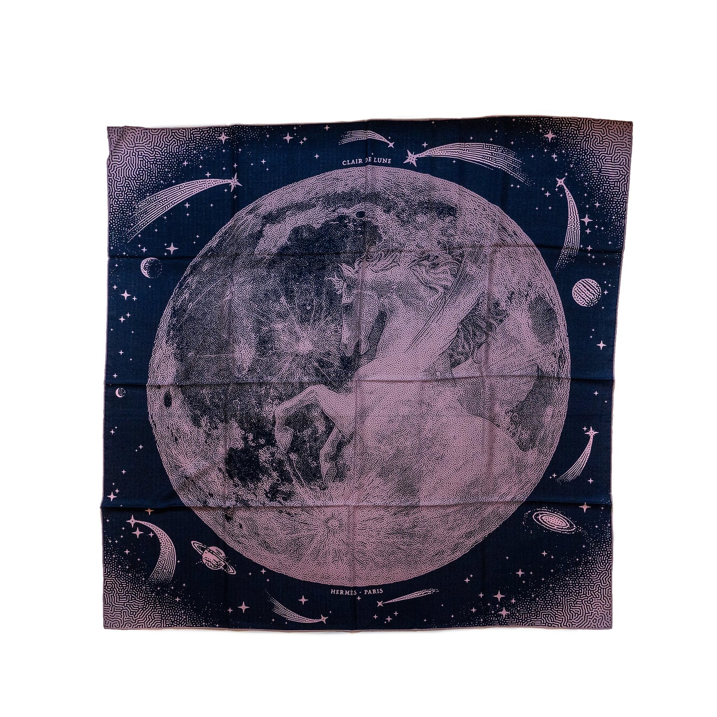 Hermes 140cm Claire De Kune Scarf cashmere / silk marine / Vieux Rose
