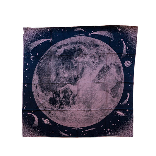Hermes 140cm Claire De Kune Scarf cashmere / silk marine / Vieux Rose