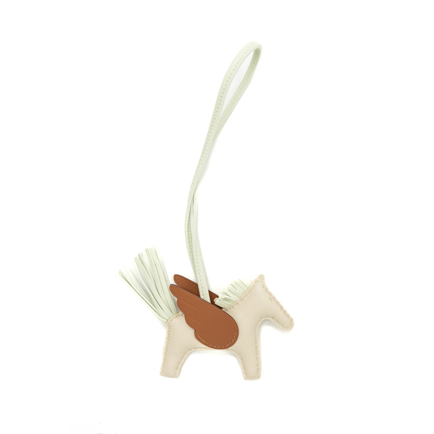 Hermes rodeo pegase PM bag charm craie / vert fizz/ gold stamp B
