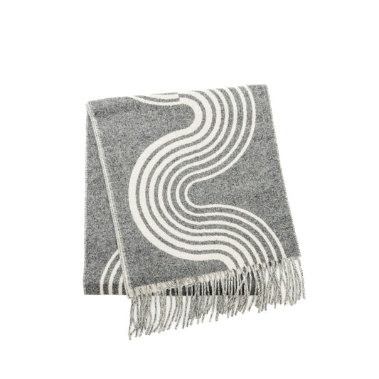 Hermes Casaque Vague Muffler Scarf Cashmere Gris Flanelle/Ivoire