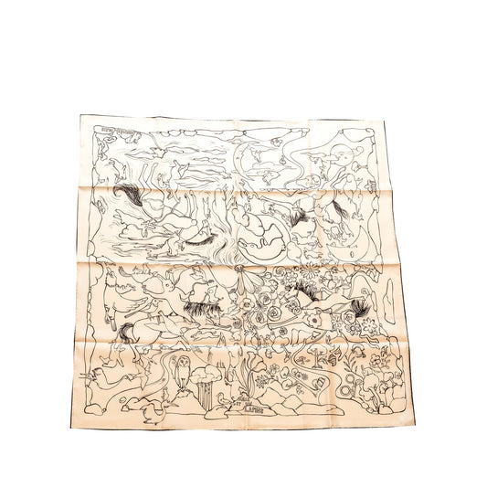 Hermes 90*90 silk scarf Mille et un Lapins white/ black
