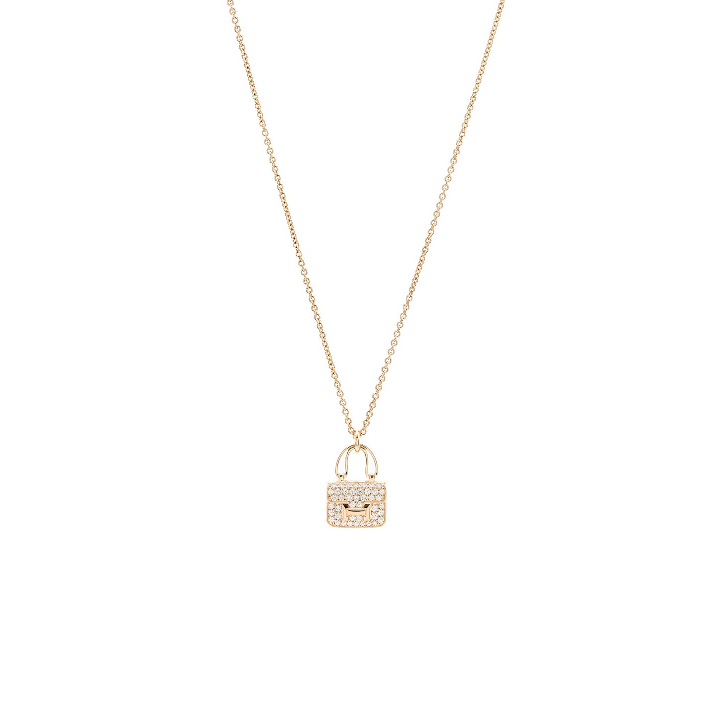 Hermes amulette Constance pendant rose gold, Diamonds