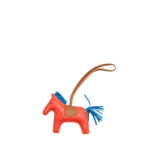 Hermes rodeo MM rose Texas / blue Zanzibar / gold Stamp Y