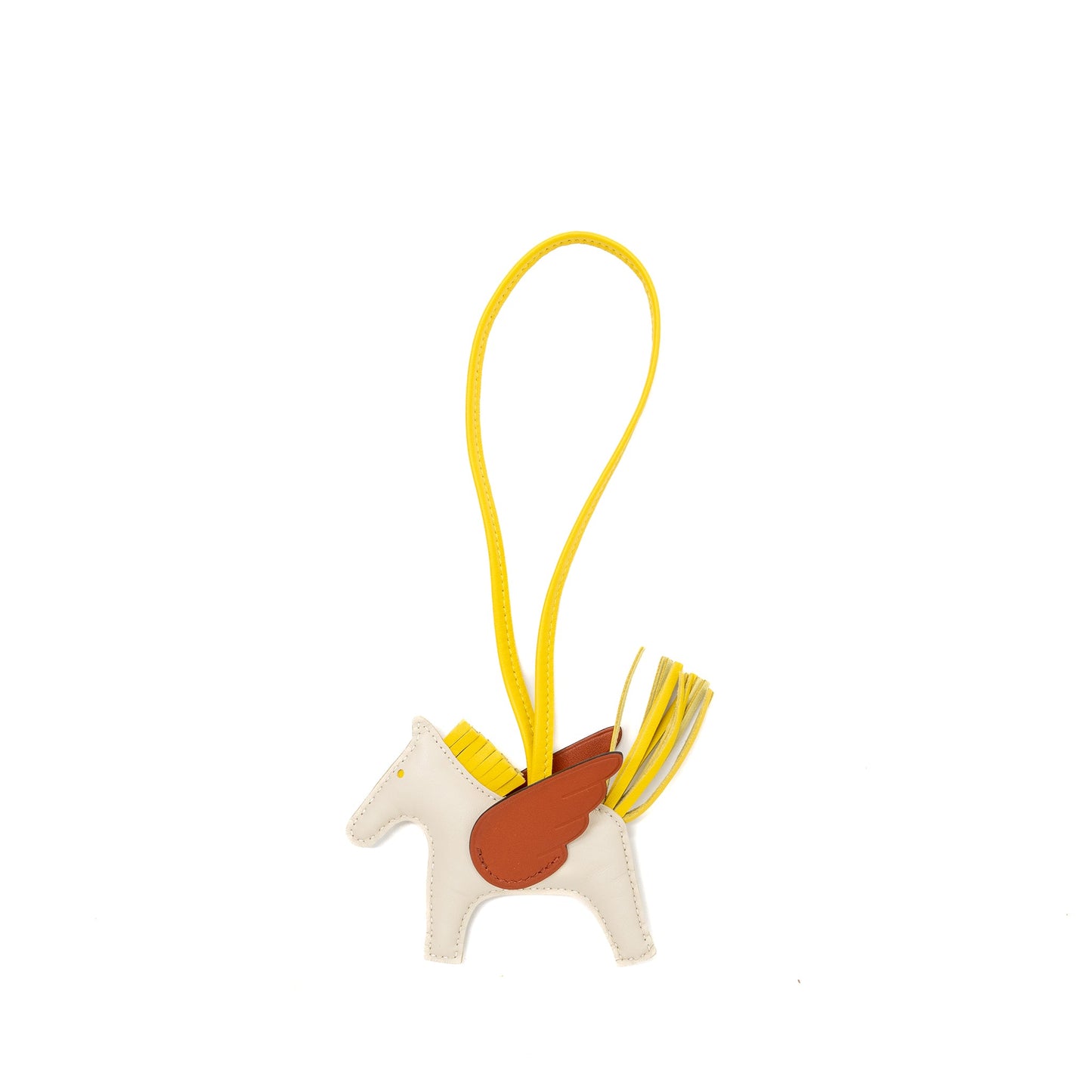 Hermes Pegase Rodeo PM Bag Charm Craie / Jaune De Naples / Cuvier Stamp B