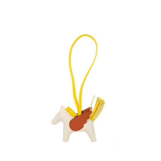Hermes Pegase Rodeo PM Bag Charm Craie / Jaune De Naples / Cuvier Stamp B