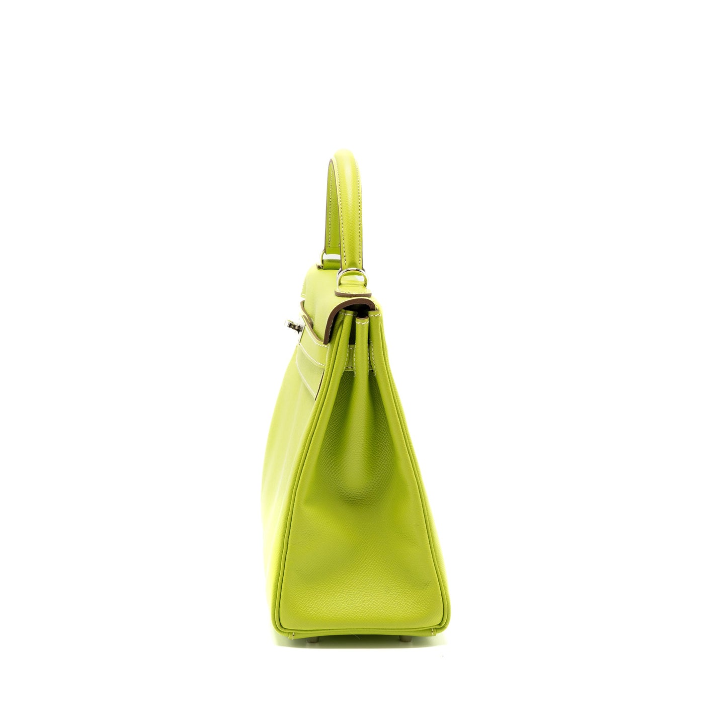 Hermes Kelly 32 Epsom Kiwi/Olive Green SHW Stamp Square O